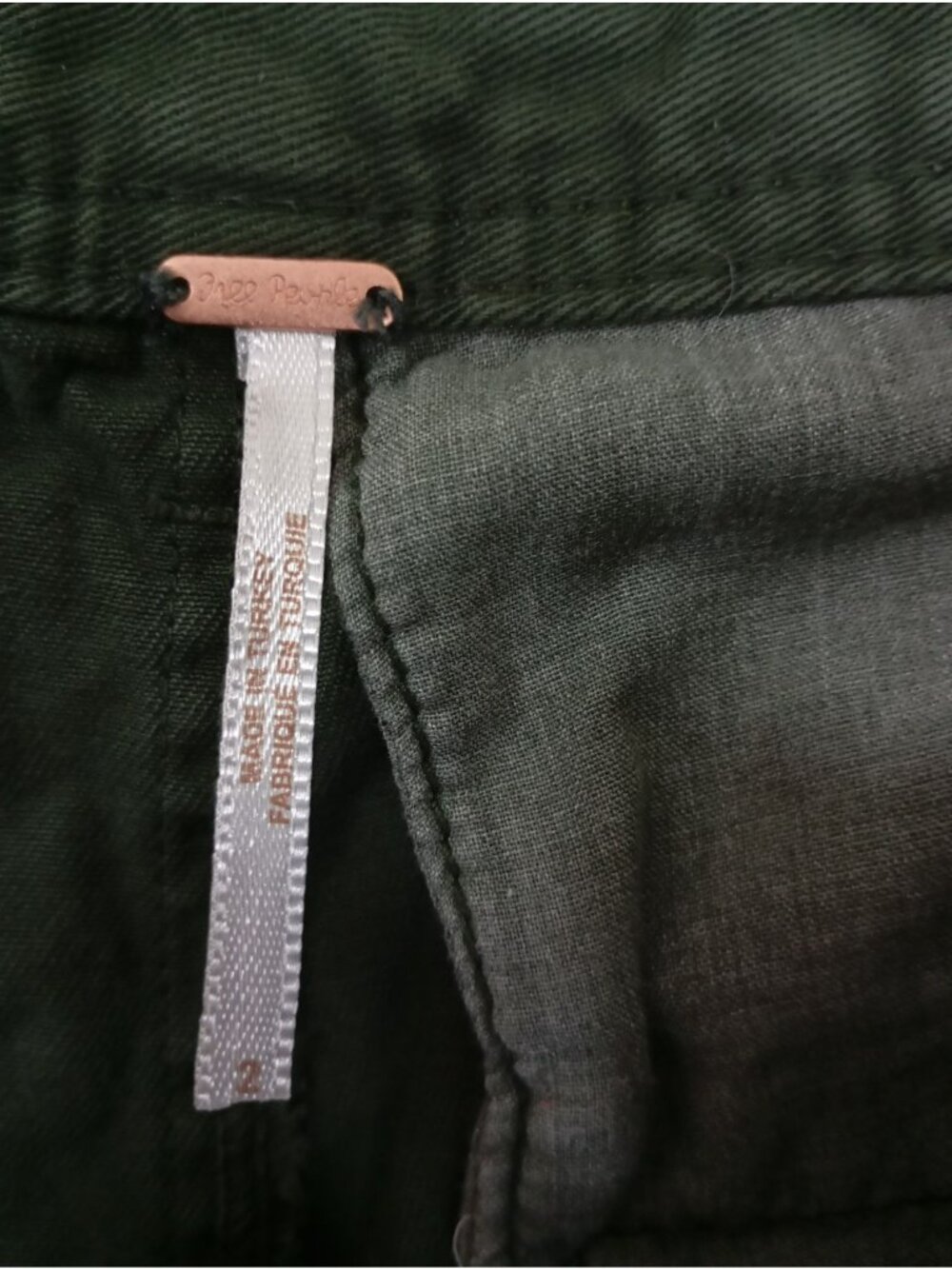 Free People Womens Green Relaxed Fit Cotton Pants Size 29 Button & Zip Closure - Picture 2 of 12